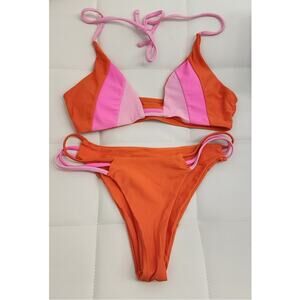 Summer Orange & Pink Cheeky Bikini - S